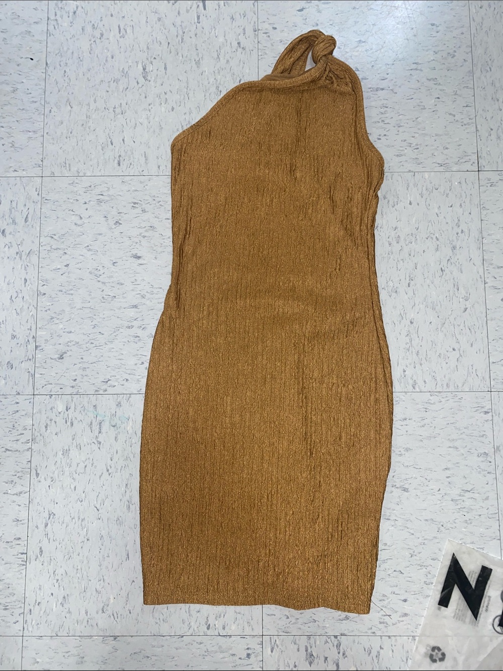 Knit One-Shoulder Bodycon Dress in Rust women xsmall brand new never worn